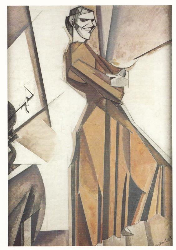 Percy Wyndham Lewis Smiling Woman Ascending A Stair Art London Painting Postcard