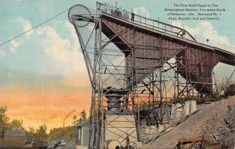 Bessemer Alabama First Steel Tipple Mining Vintage Postcard AA24402 