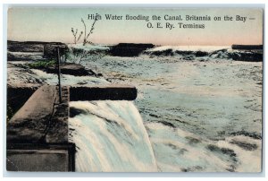 1919 High Water Flooding the Canal O.E. Railway Terminus Canada Postcard