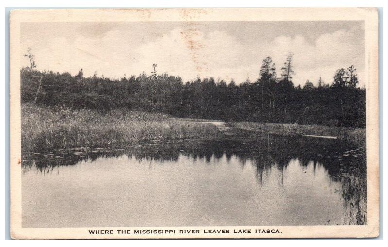 Early 1900s Where the Mississippi River Leaves Lake Itasca, MN Postcard