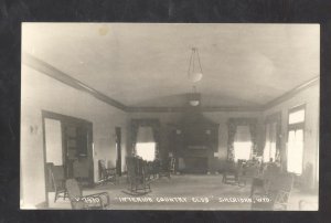 RPPC SHERIDAN WYOMING COUNTRY CLUB HOUSE INTERIOR VINTAGE EREAL PHOTO POSTCARD