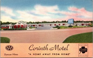 Linen Postcard Corinth Motel Route 45 in Corinth, Mississippi