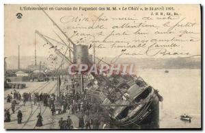 Old Postcard Boat Bordeaux S & # 39echouement Garonne in the liner MM Chile