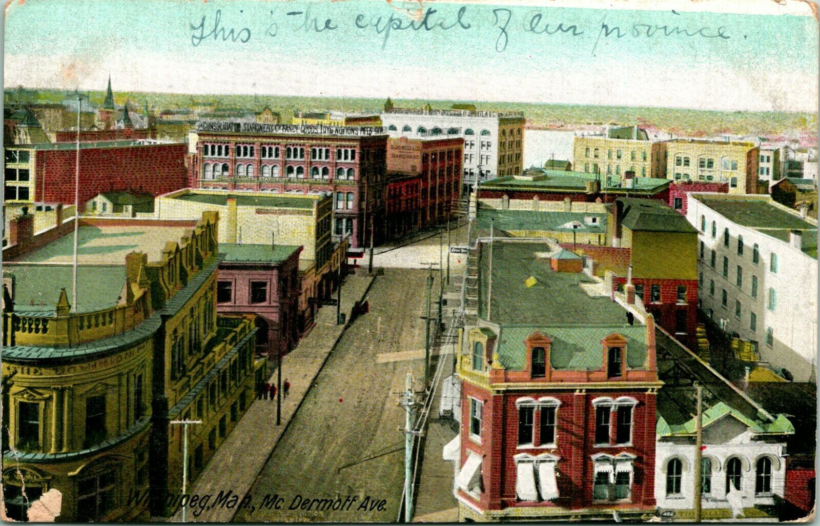 Vtg Postcard 1907 Winnipeg Manitoba Canada McDermott Ave Bird's Eye