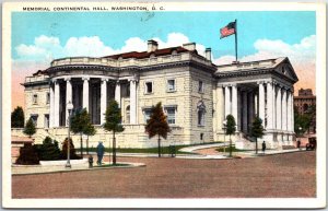 VINTAGE POSTCARD MEMORIAL CONTINENTAL HALL AT WASHNGTON D.C. MAILED 1929