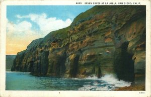 1935  Seven Caves At La Jolla, San Diego, California Vintage Printed Postcard