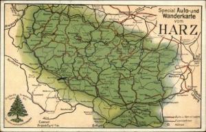 Germay Auto Map HARZ c1910 Postcard