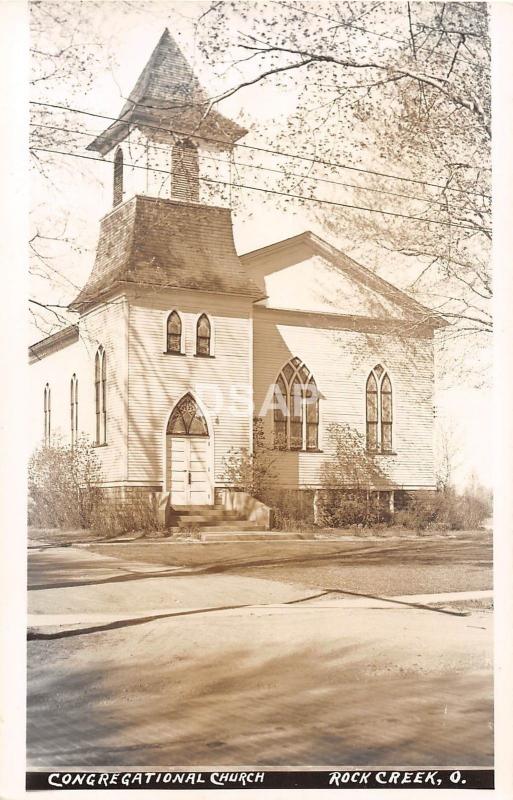 Ohio Postcard Real Photo RPPC c1950s ROCK CREEK Congregational Church