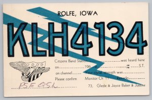 State View~QSL Card~KLH4134 Glede & Joyce Baker Rolfe IA~Vintage Postcard