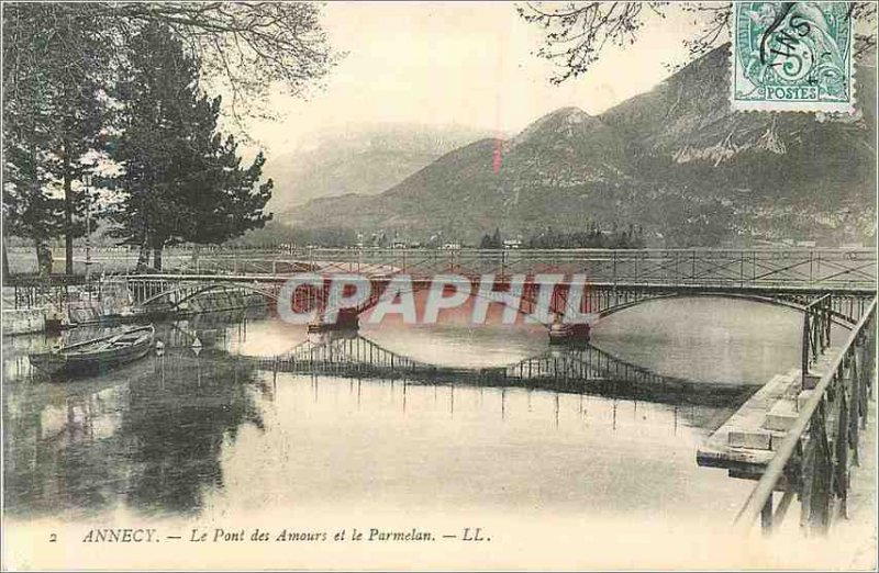Old Postcard Annecy le Pont des Amours and Parmelan