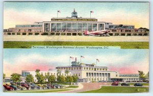 WASHINGTON, DC District of Columbia  NATIONAL AIRPORT c1940s Cars Linen Postcard