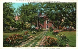 Vintage Postcard The Garden In Rear Of Old Kentucky Home Near Bardstown Kentucky