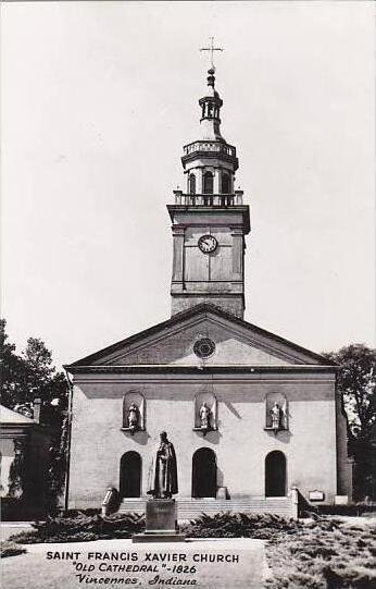 Indiana Vincennes Saint Francis Xavier Church Real Photo RPPC