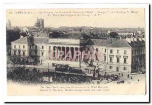 Tours Old Postcard Courthouse view of the terrace of (Hotel Metropol The basi...