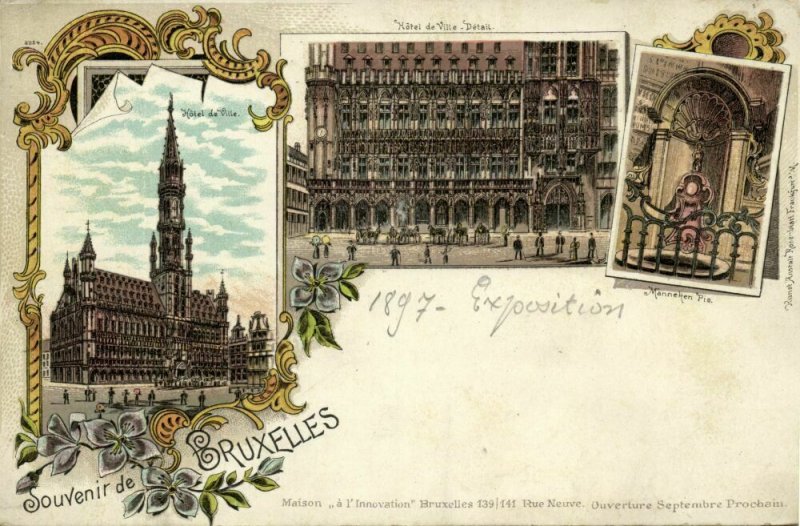 belgium, BRUSSEL BRUXELLES, Hôtel de Ville, Manneken Pis (1897) Litho Postcard