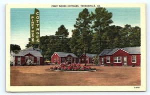 THOMASVILLE, GA Georgia ~ PINEY WOODS COTTAGES c1940s Roadside Linen Postcard
