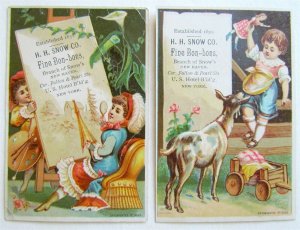 NEW YORK CITY US HOTEL SET OF 2 ANTIQUE VICTORIAN TRADE CARDS