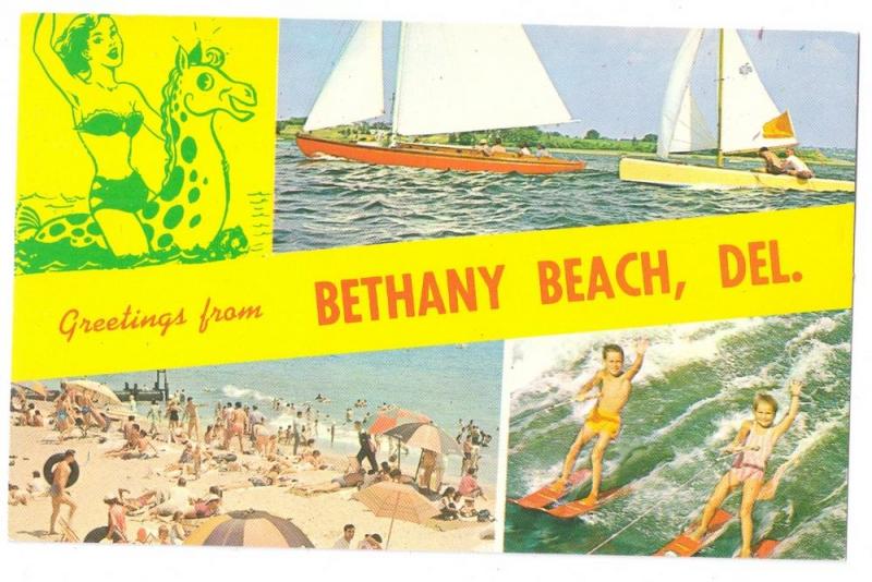 Bethany Beach Delaware DE Greetings Multiview Postcard