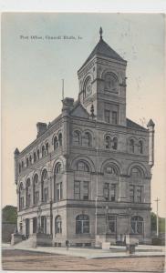 1918 COUNCIL BLUFFS Iowa Ia Postcard POST OFFICE Building