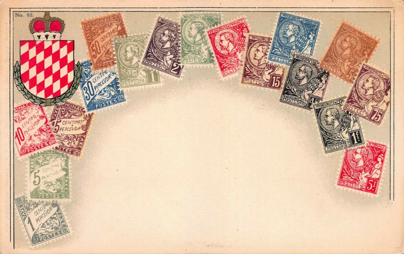 Monaco Stamps on Early Postcard, Unused, Published by Ottmar Zieher