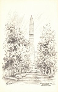 Vintage Postcard Bennington Battle Monument Pathway Artwork Painting Vermont VT