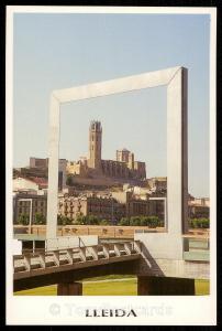 Lleida - La seu emmarcada des de la passarel - la
