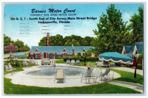 1959 Pool, Chair, Umbrella Barnes Motor Court Jacksonville FL Posted Postcard 