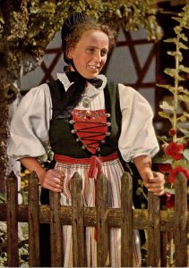 Switzerland Schaffhausen Swiss Costumes Lady Wearing Sunday Costume