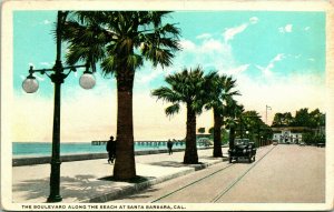 Vtg Postcard Santa Barbara California CA The Boulevard Along Beach Seawall UNP