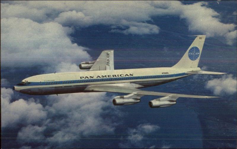 Pan Am American Airlines 707 Jet Clipper Airplane AIR LINE ISSUED Postcard