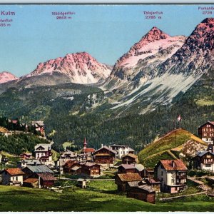 c1910s Arosa, Switzerland Kulm Hotel Colorful Litho Postcard Mountains Chur A184