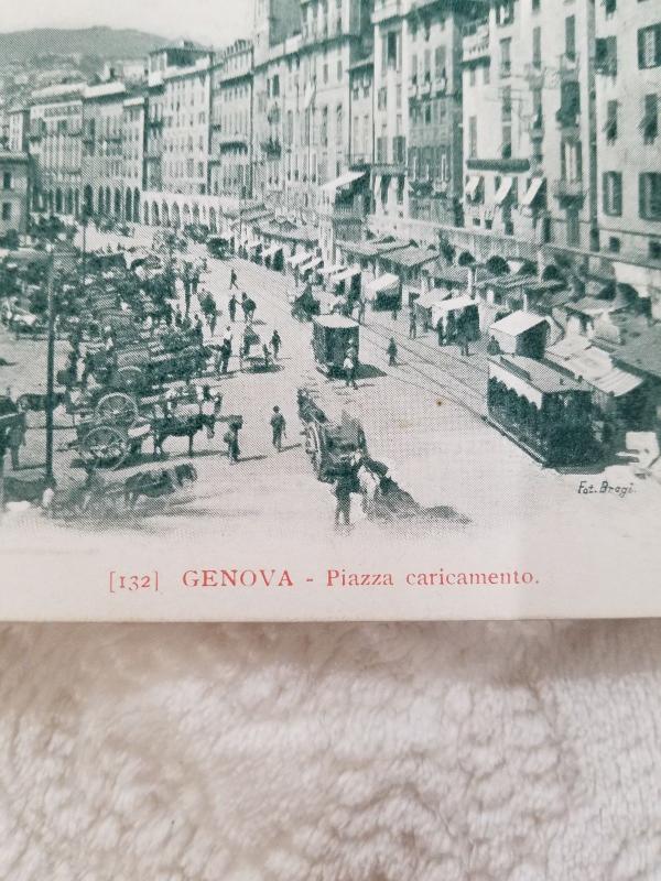 Antique Postcard from Italy, Genova - Piazza caricamento