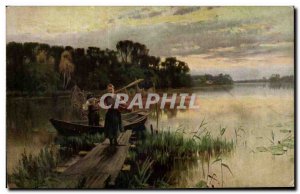 Old Postcard Fancy Genzmer evening peace