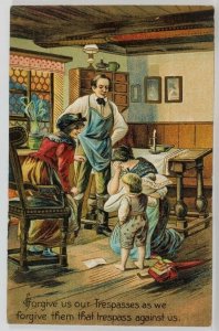 1910s The Lord's Prayer Series Forgive us our Trespasses Embossed Postcard R8