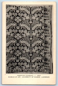 1963 Lawrence Kansas Postcard American Coverlet Museum Art University Artvue