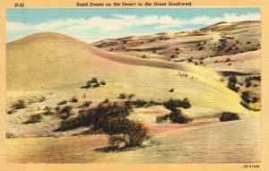 VINTAGE POSTCARD SAND DUNES ON THE DESERT IN THE GREAT SOUTHWEST FRESH LINEN