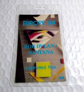 Bob Dylan Santana Europe 1984 Vintage Backstage Pass Original Folk Rock Music