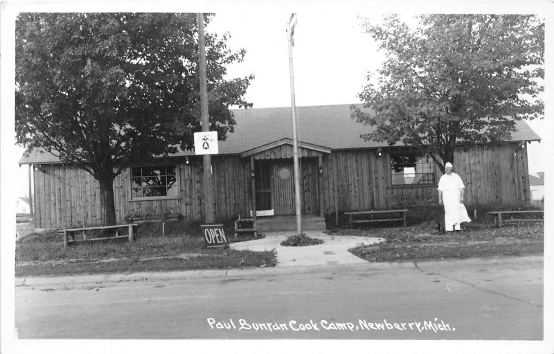 J38/ Newberry Michigan RPPC Postcard c1940s Paul Bunyan Cook Camp  13