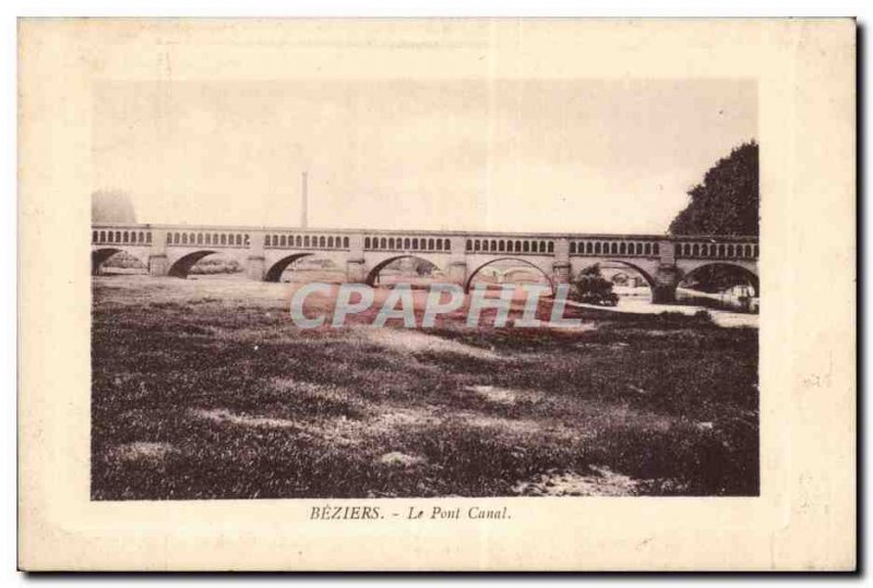 Beziers Old Postcard the canal bridge