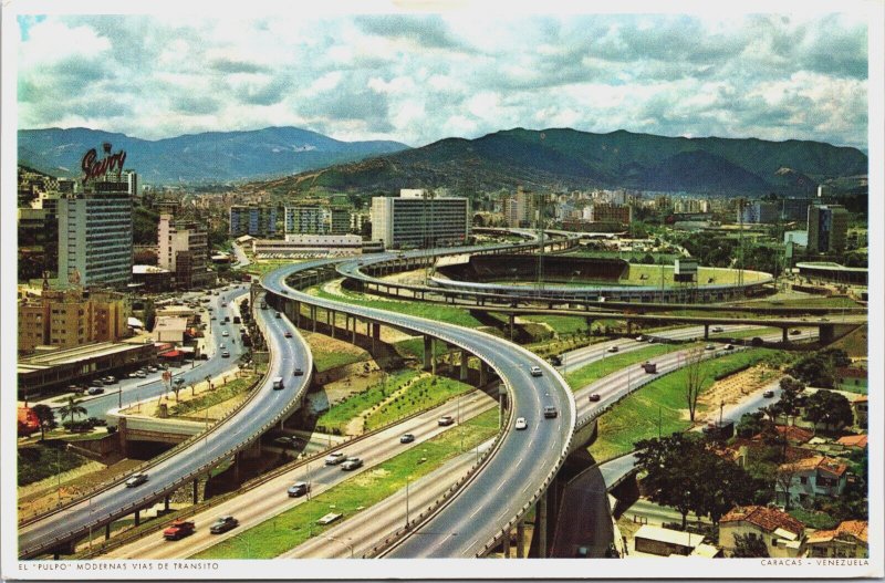 Venezuela Caracas EL Pulpo Modernas Vias Vintage Postcard C197