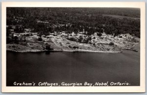 Postcard RPPC c1974 Nobel Ontario Graham's Cottages Aerial View Georgian Bay B