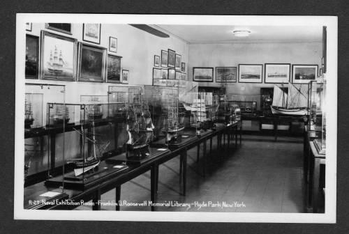 NY NAVAL Exhibit HYDE PARK NEW YORK Real Photo RPPC Franklin Roosevelt Library