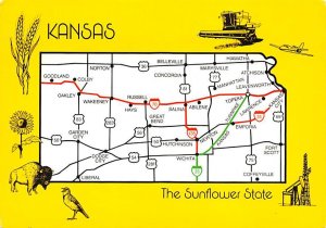 The sunflower State Kansas Map Kansas State Map Kansas