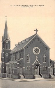 ST. GEORGE'S ROMAN CATHOLIC CHURCH HERMANN MISSOURI POSTCARD 1918