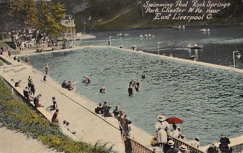 Postcard Swimming Pool Rock Springs Park Chester West Virginia near Liverpool OH