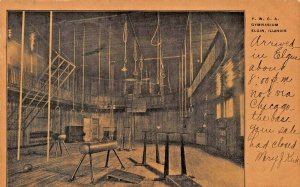 ELGIN ILLINOIS~Y W C A GYMNASIUM  INTERIOR & EXERCISE EQUIPMENT1908 POSTCARD
