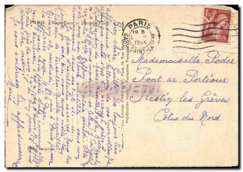 Paris - 4 - Notre Dame - Old Postcard