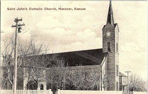 Saint John's Catholic Church Hanover Kansas Vintage Postcard Standard View Card 