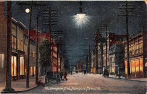 Newport News Virginia Washington Avenue Street Scene Antique Postcard K103059