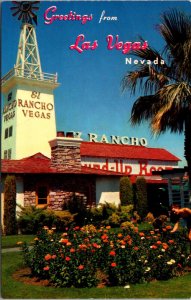 Postcard Gardens Outside Entrance to El Rancho Vegas Hotel in Las Vegas, Nevada